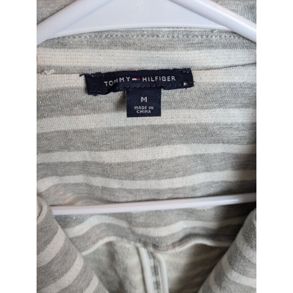 Tommy Hilfiger Women's Striped Glitter‎ Blazer Raw Hem Knit Jacket Size Medium - Picture 4 of 7